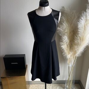 Rebecca Taylor Black Fit & Flare dress Leather Trim